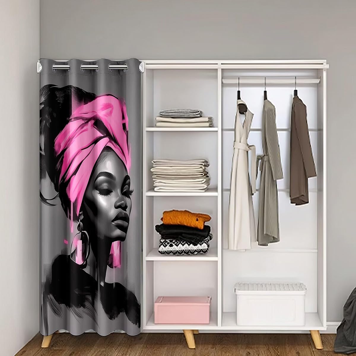 Black Women Door Curtain 34"x80" Inch 1 Panel for Doorway Privacy (Light Gray Pink / 34"W x 80"L (Pack of 1))