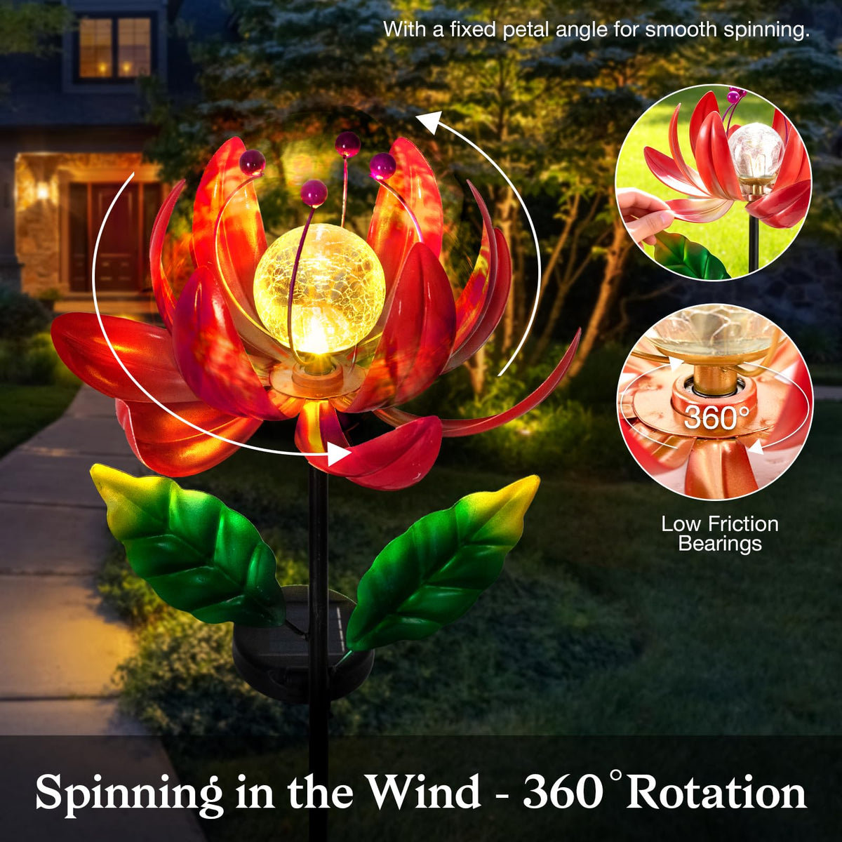 Solar Lights Outdoor Wind Spinners (Red-standard)