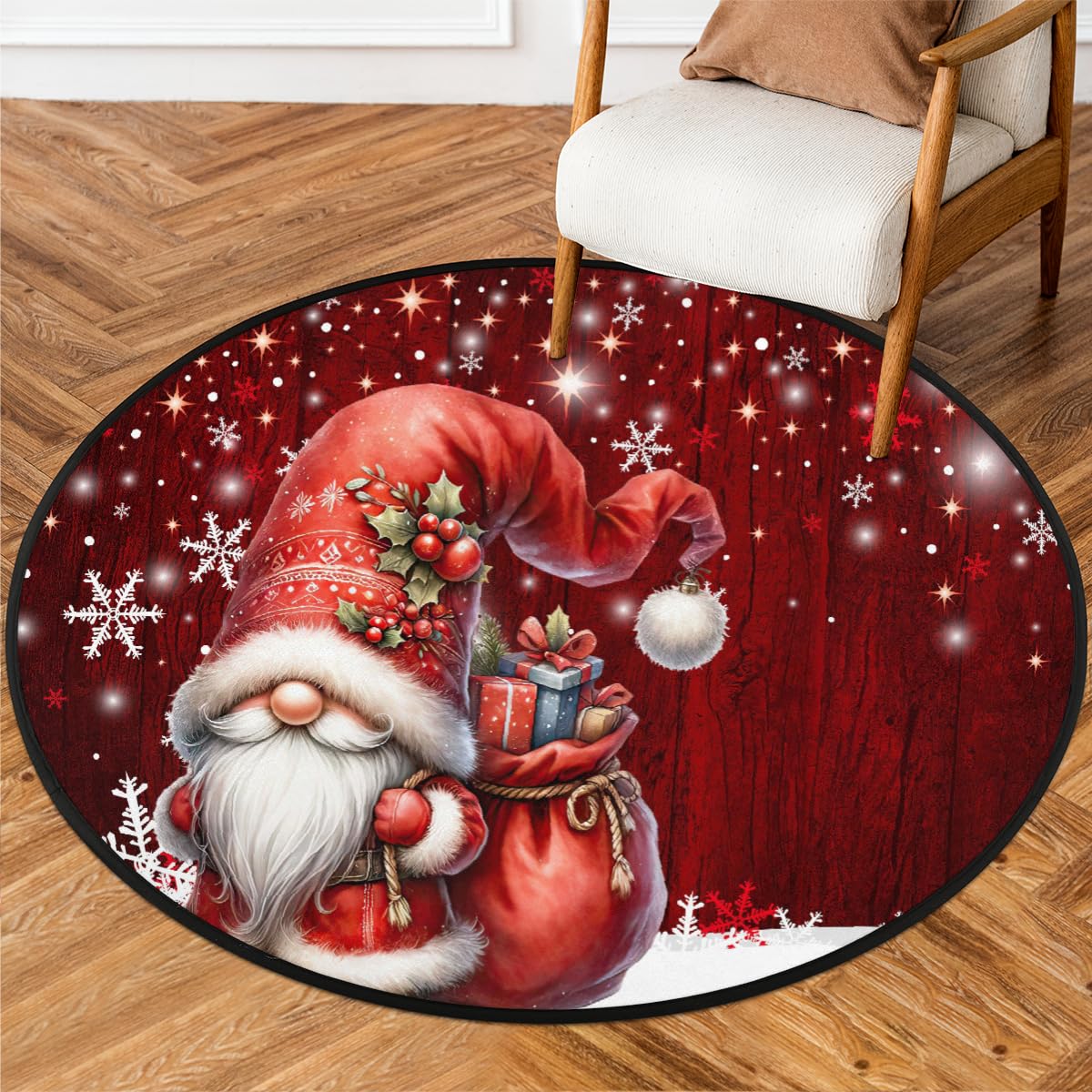 3 Ft Christmas Round Rug Circle Area Rugs Circular Door Mat for Indoor (B:d-27 / 3' (Round))