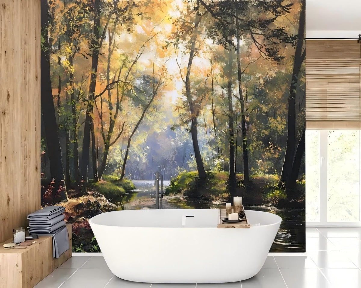 Peel and Stick Wall Mural Wallpaper Forest 136"×96" Decor G01 (G01 / 136" x 96")