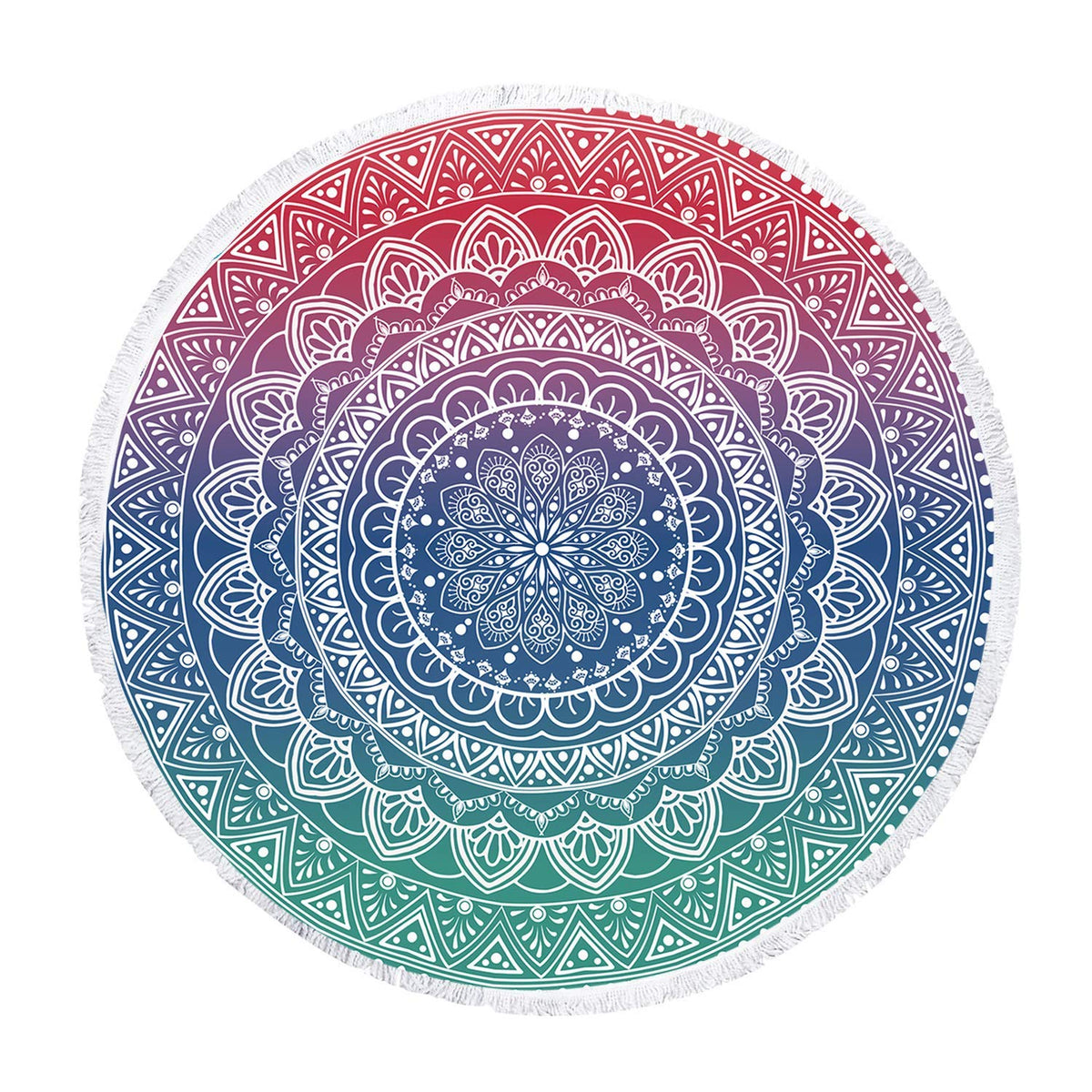 Oversize Round Mandala Beach Towel Blanket (Green Pink Mandala Beach Towel)