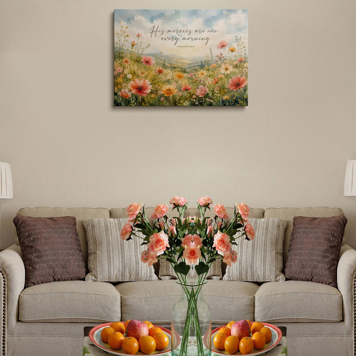 Christian Bible Verse Canvas Wall Art Framed Floral Home Decor 16x24 Inch (Bible Verse / 24"L x 16"W)
