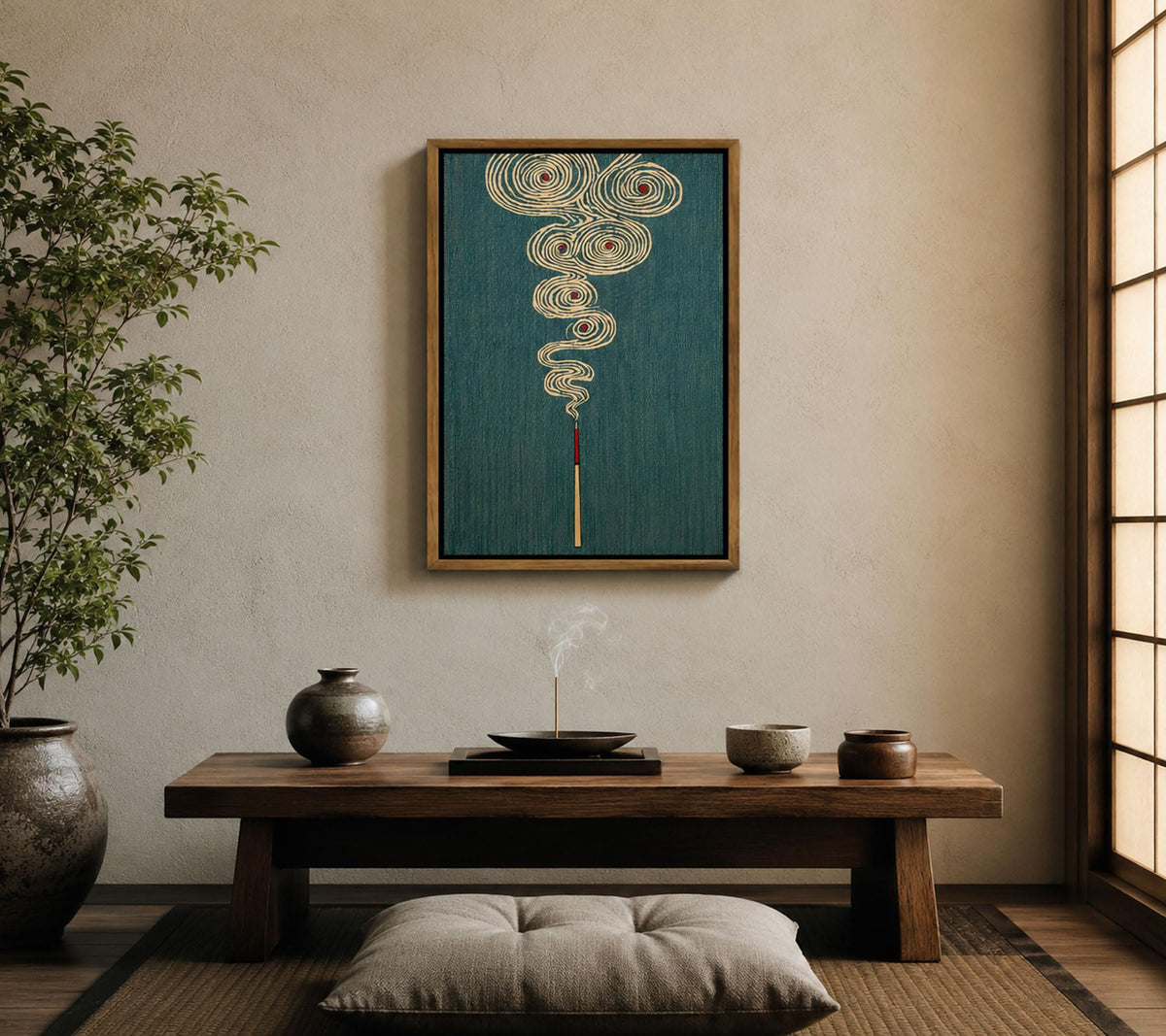 Floating Framed Zen Incense Canvas Wall Art (Zen Incense / 24"L x 16"W)