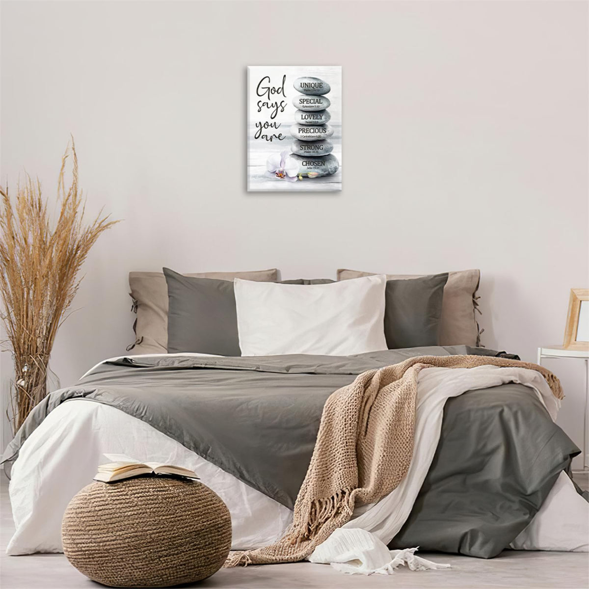 Zen Stones Wall Art God Says You Are Spiritual Meditation Calm Wall Decor Pictures Painting Canvas Prints Framed Home Artwork for Spa Yoga Room Bathroom Bedroom Office 16"x24" (Stones God Says You Are / 24"L x 16"W)