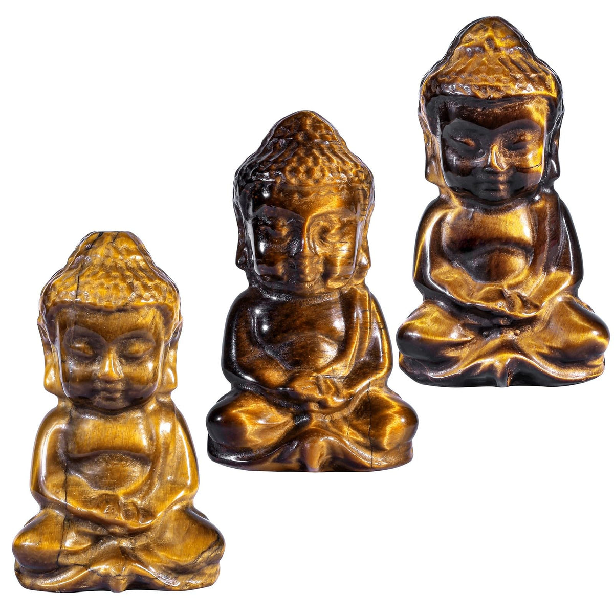 Pocket Stone Baby Buddha Crystal Statue for Home Decoration (Brown)