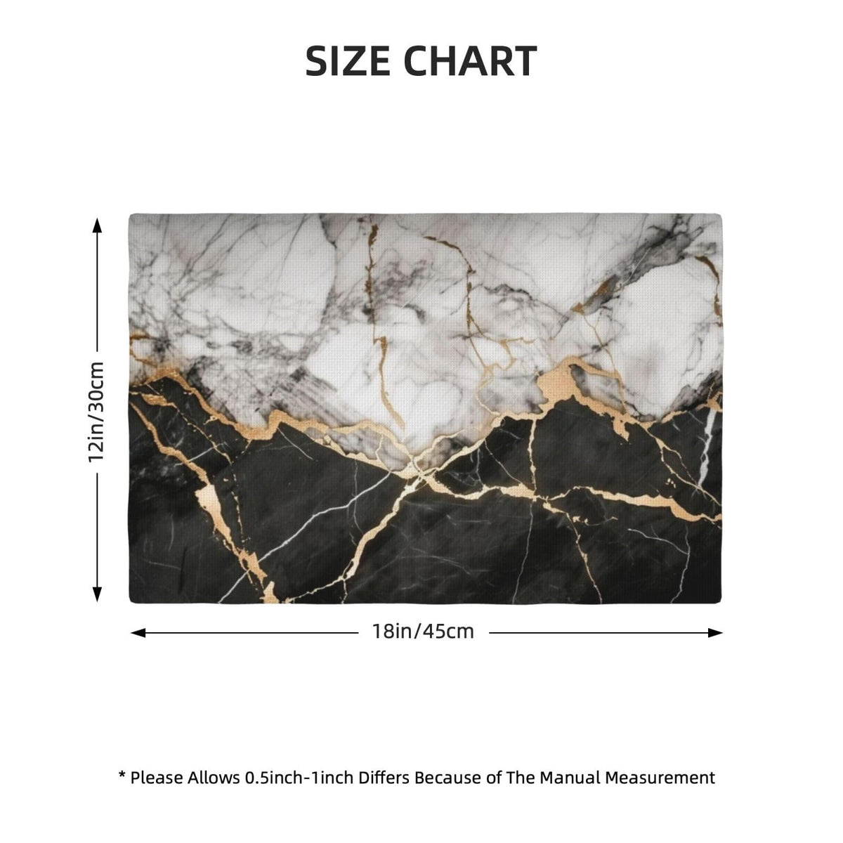 Black White Gold Marble Place Mat Set of 4 Pieces Heat (4PCS / Black White Gold Marble)