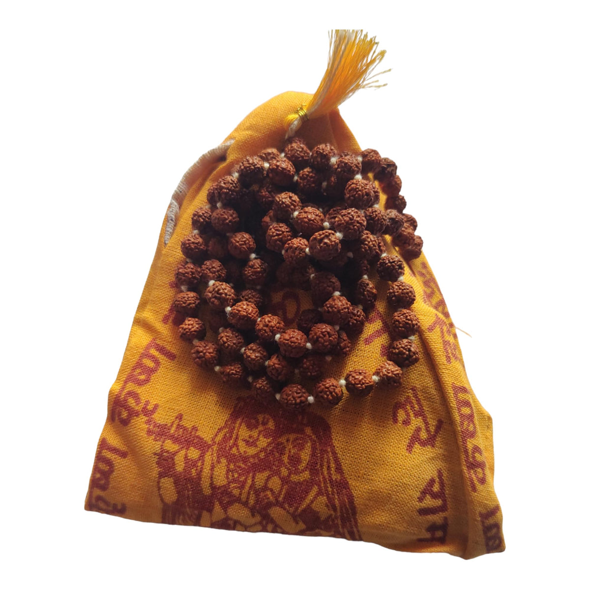 Rudraksha Mala with Gomukhi japa Bag 108 Beads Hare Krishna Mala Puja samagri (Rudraksha Mala 9 MM)
