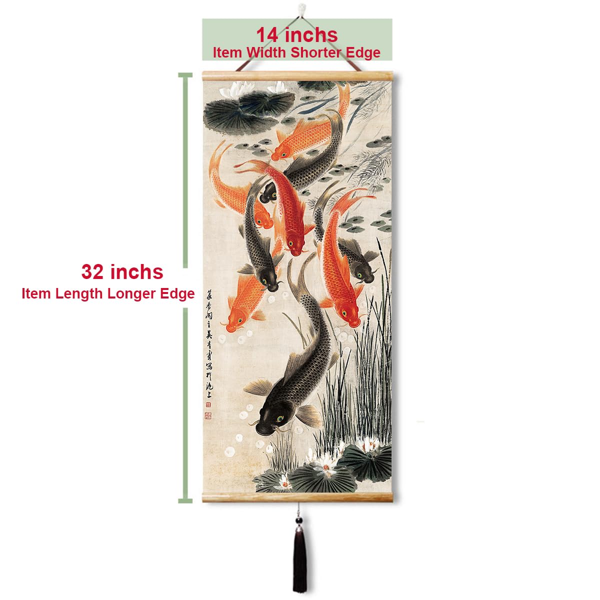 Prints Japanese Wall Art Chinese Scroll Hanging Decor Home (Fortune smiles upon someone)