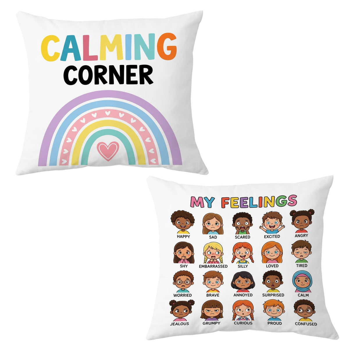 Boho Mental Health Classroom Calming Corner Throw Pillow Covers 18x18 Set of 2 (Qt-bz-mental Health-boho Mental Health)