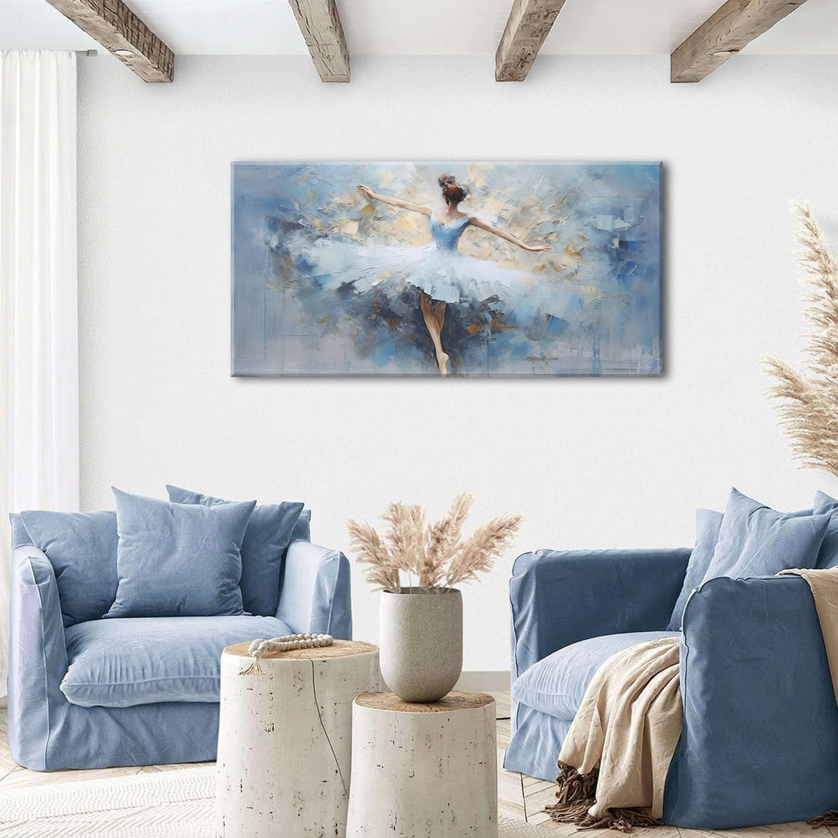 Abstract Ballet Dancer Canvas Wall Art White Ballet Girl Dancer Wall Decor Beautiful Dancing Ballerina Print Paintings Minimalist Artwork for Living Room Girls Bedroom Home Decorations 24x48 (48"L x 24"W / Ballet)