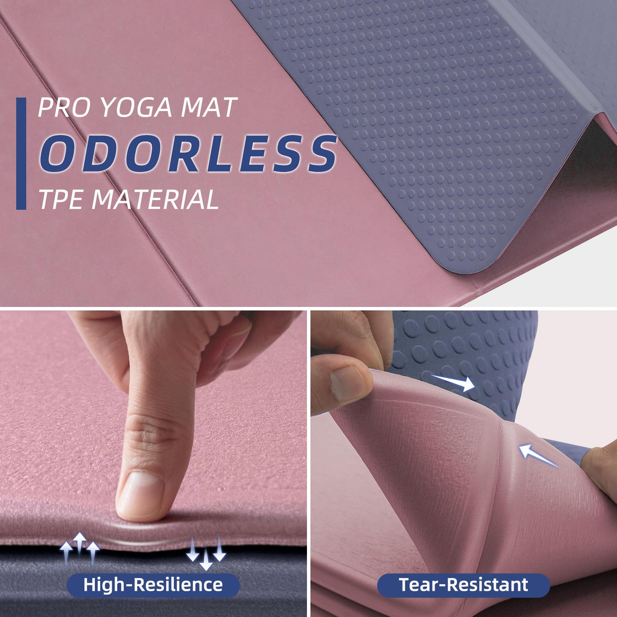Foldable Yoga Mat 10mm (Dark Pink+Dark Grey)