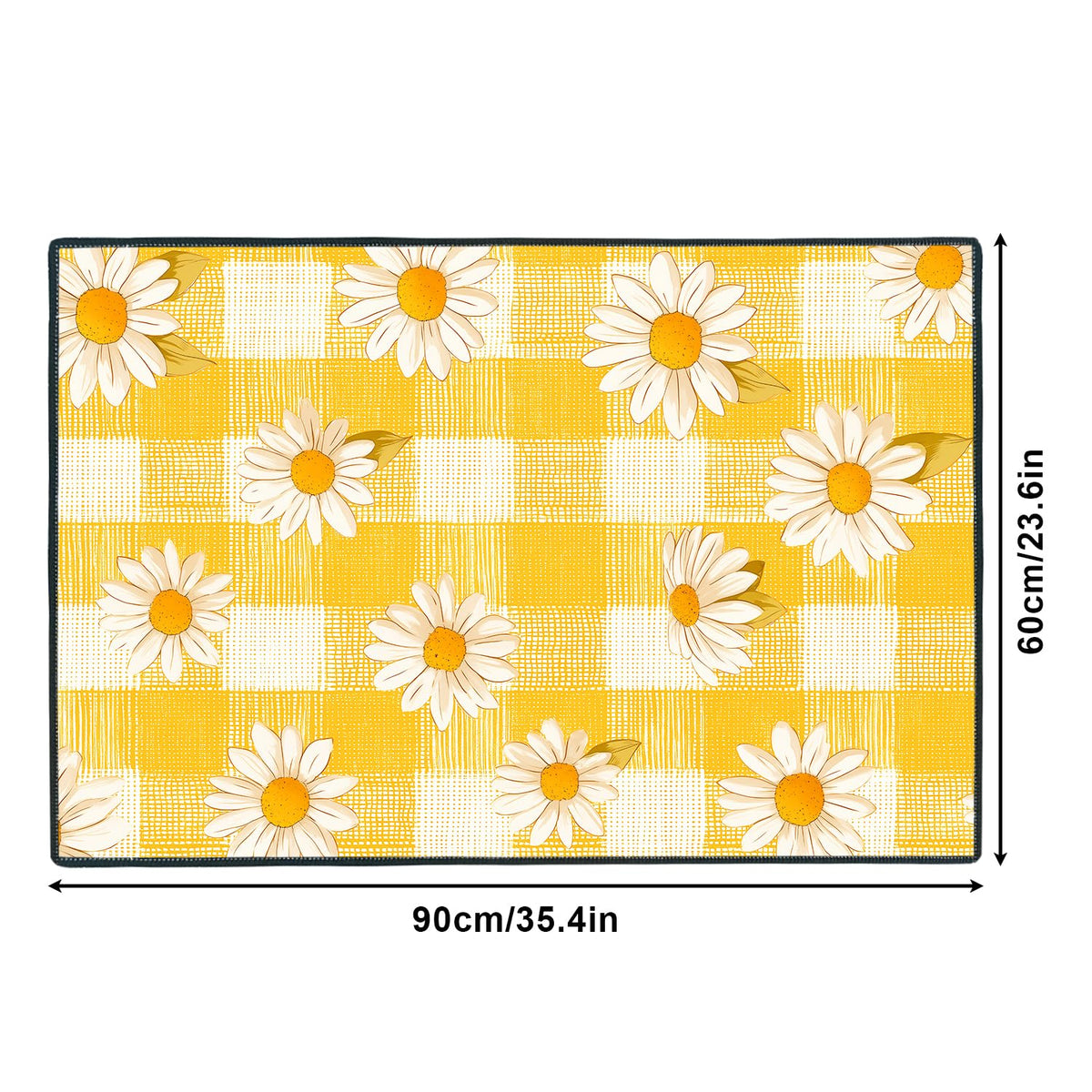 2x3FT Yellow Gingham Daisy Area Rug (#7 / 2' x 3' (Rectangular))