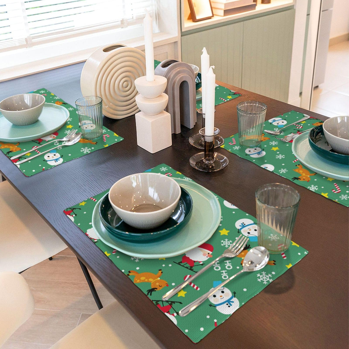 Placemats Christmas Place Mat Set of 4 Pieces Heat (4PCS / Merry Christmas)