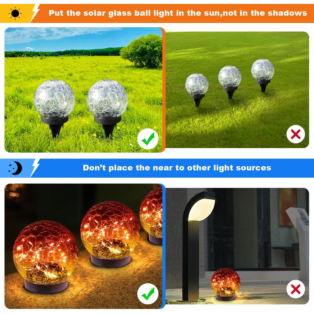 Solar Globe Lights Outdoor Waterproof (Red / 4 globes)