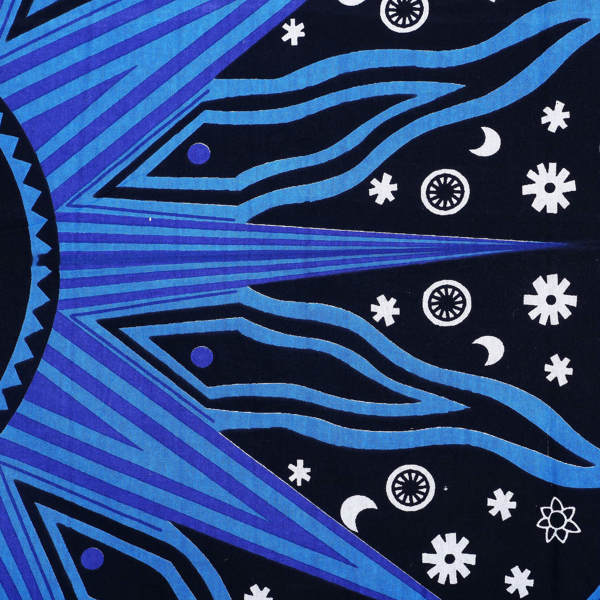 Blue Mandala Sun and Moon Tapestry (Multi-color / 83"L x 55"W)