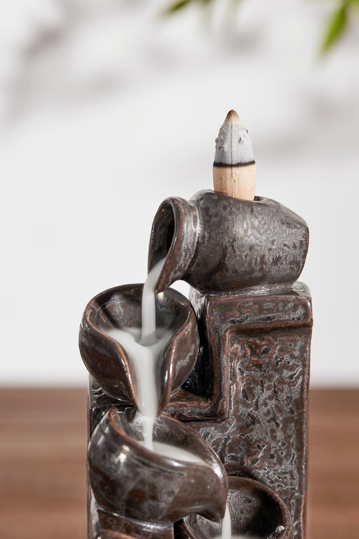 Unique Cascading Basins Ceramic Waterfall Incense Holder (Metallic)