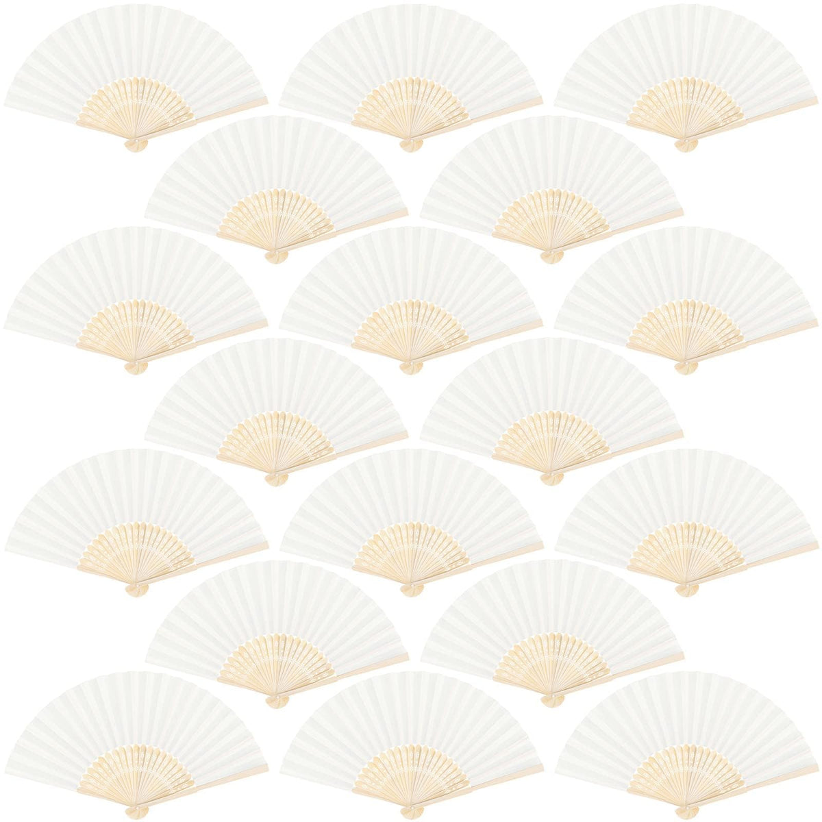 18 Piece Hand Fans (Cream)