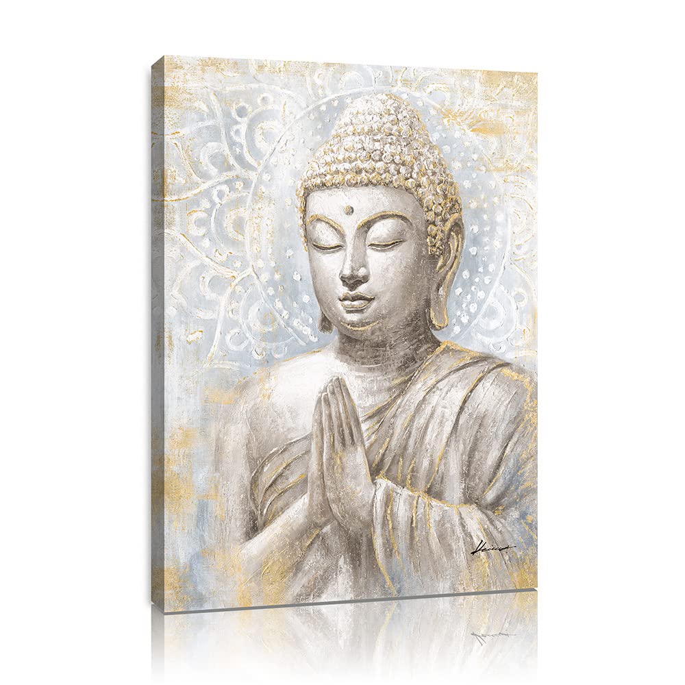 Gold Buddha Wall Art Decor (16"L x 12"W / Smiling Golden Buddha)