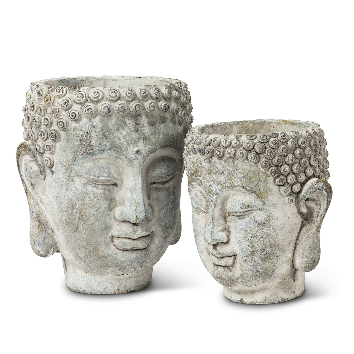 27-DHARMA/350 SM Small Buddha Head Planter, Grey (5.5" H) (Small (5.5 Inch))