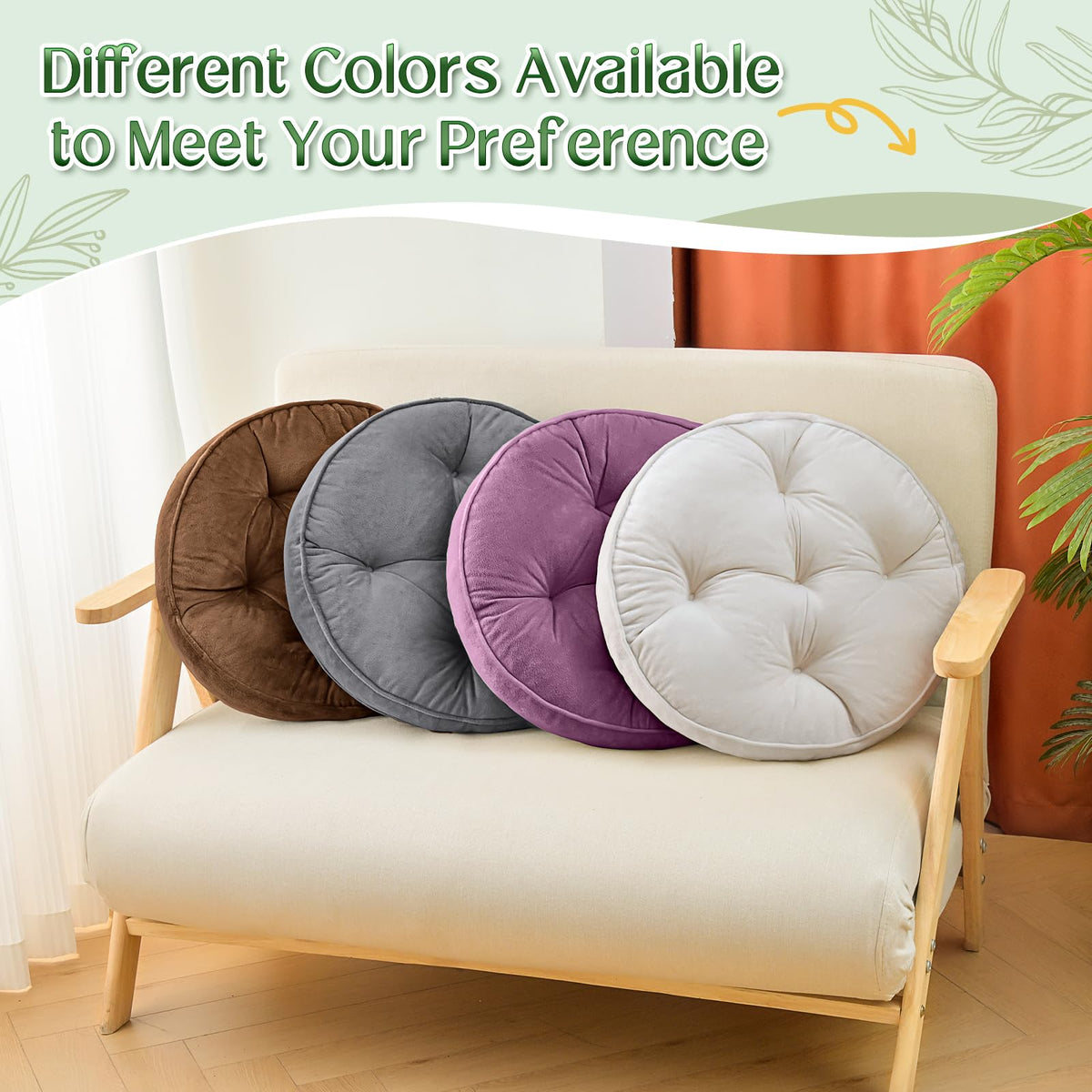 Floor Pillow Set of 2 (Round | Grey / 20x20 Inch(Pack of 2))