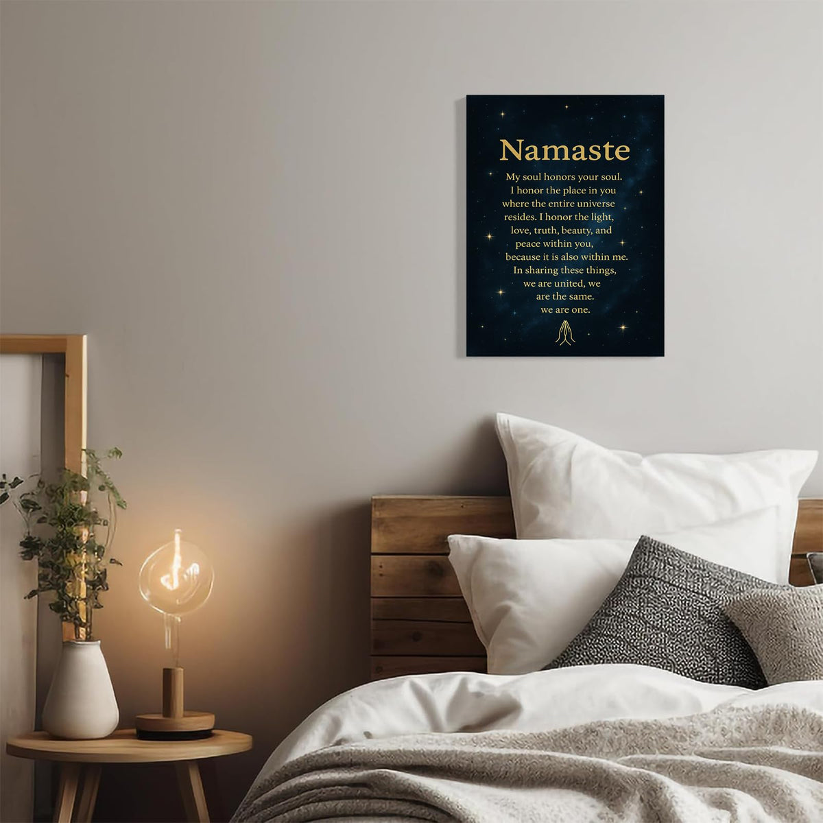 Yoga Canvas Wall Art Inspirational Namaste Definition Print zen Positive Meditation Canvas Painting Home Bedroom Wall Decor Framed Gift Framed 12 * 18 Inch (18"L x 12"W / White 9)