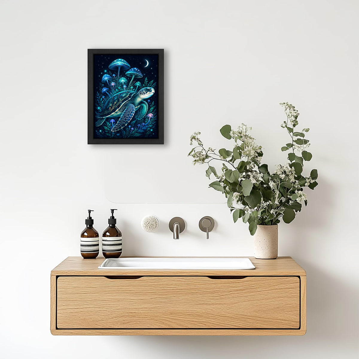Fantasy Sea Turtle Decor Wall Art (Wall Art Framed 62 / 16"L x 12"W)