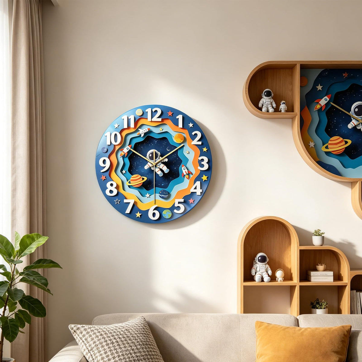 Astronaut Galaxy Wall Clocks Battery Operated (Astronaut in Starry Sky)