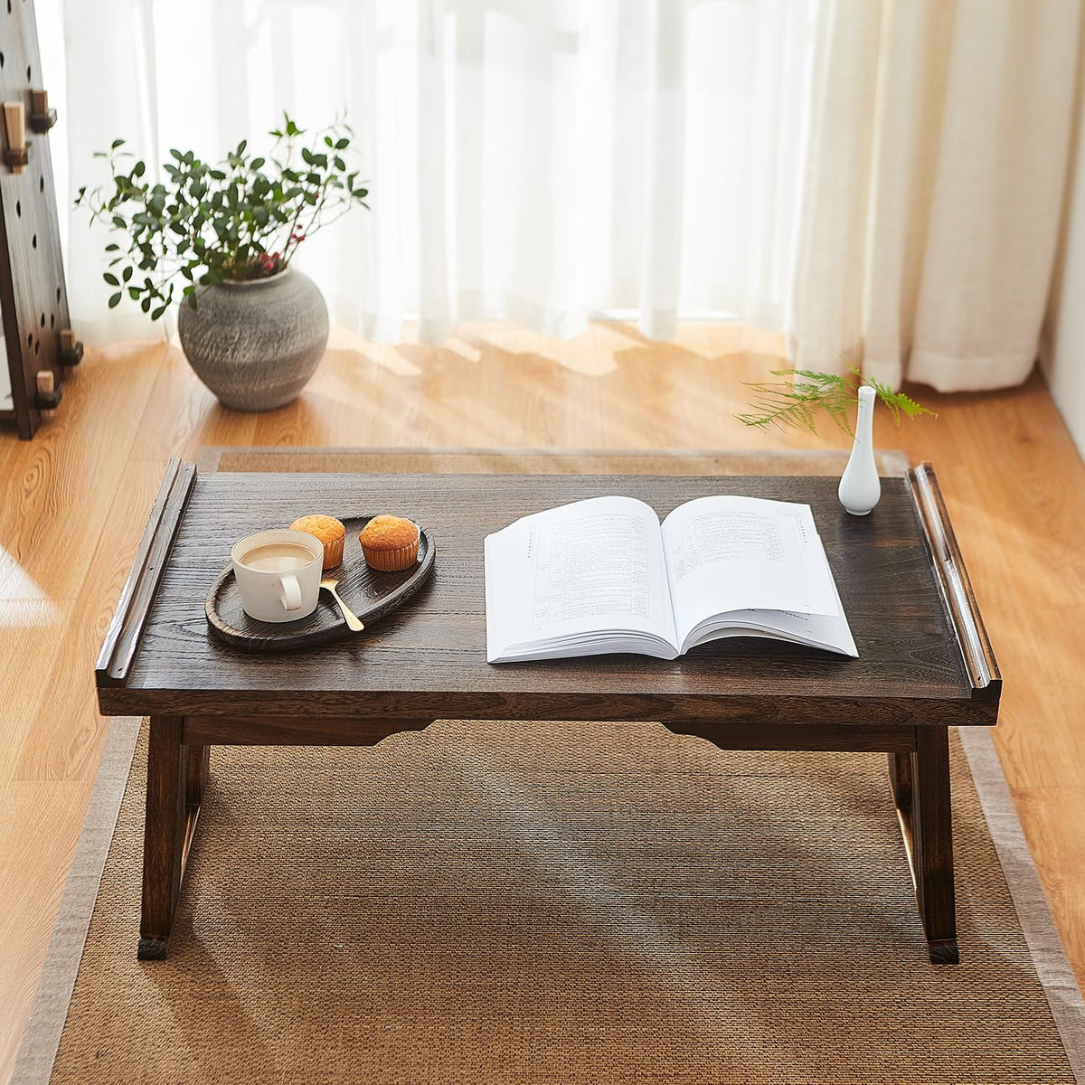 Foldable Japanese Small Floor Table (26.8”x13.4”x11.4”)