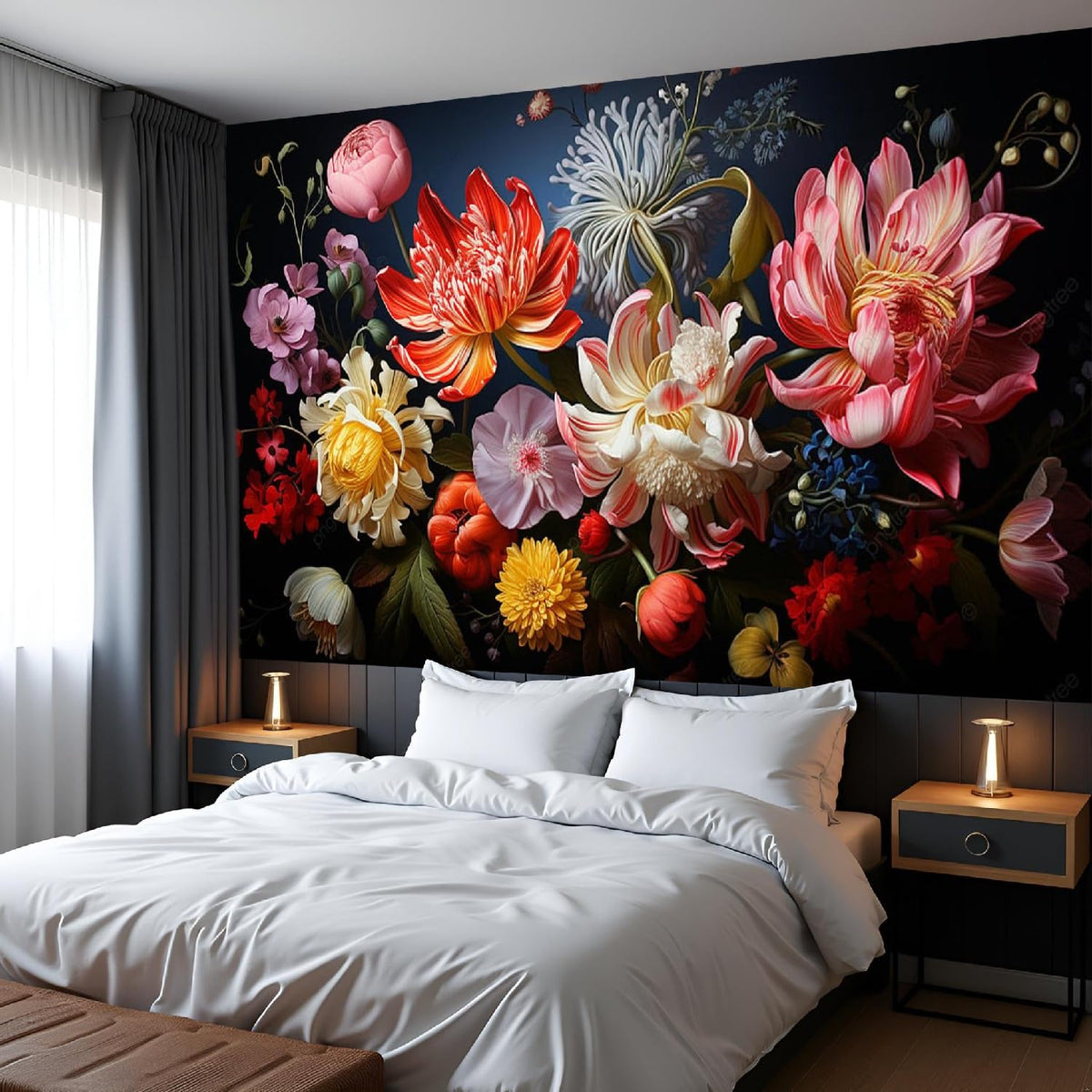 Peel and Stick Wall Mural Wallpaper Floral 114"x82" Decor G16 (G16 / 114" x 82")