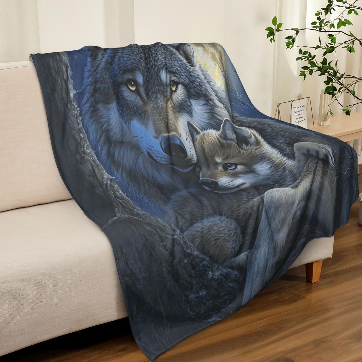 Wolf Fleece Throw Blanket Wildlife Wolves Gift Room Decor 40"x50" (Two Wolves / 40"X50")