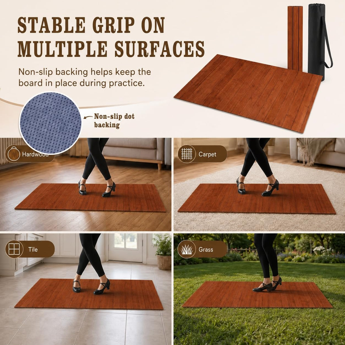 Foldable Tap Dance Floor (Walnut Brown)