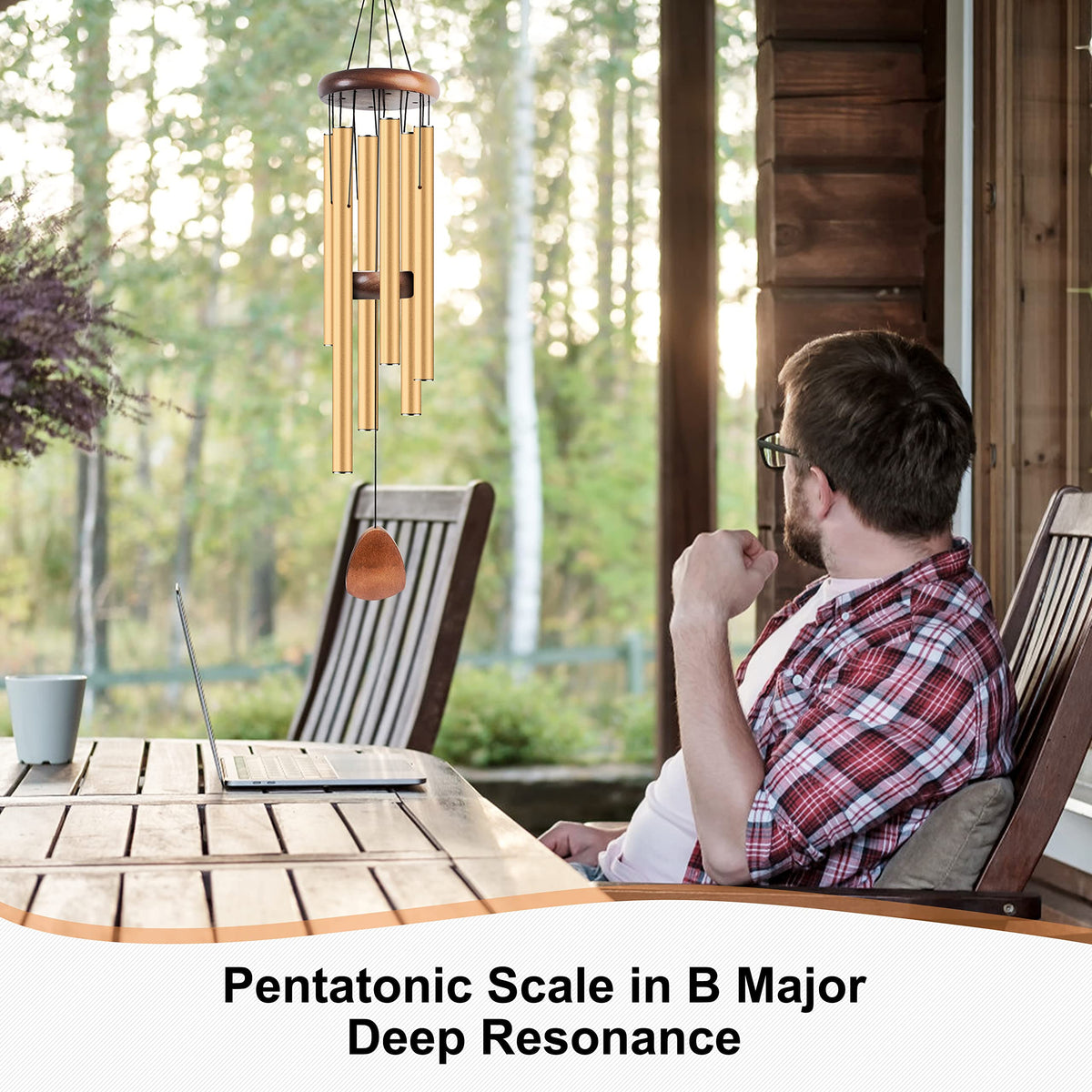 37" Aluminum Wind Chimes for Outside (Gold / Classic 37")