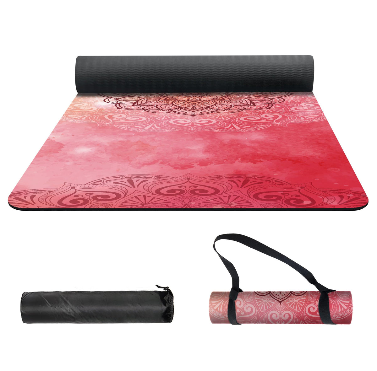 Yoga Mat Print Extra Thick TPE Non Slip Fitness Exercise Mat with Carrying Bag (ManTuoLuo1)