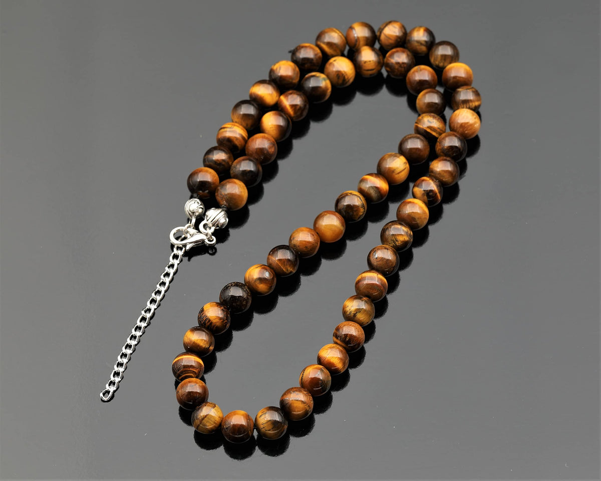 Natural Tiger Eye Beaded Choker Necklace (Tiger Eye / 30 Inches)