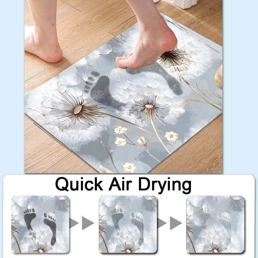 Bath Mat Bathroom Rug (Spherical White Dandelion / 16 x 24 inches)
