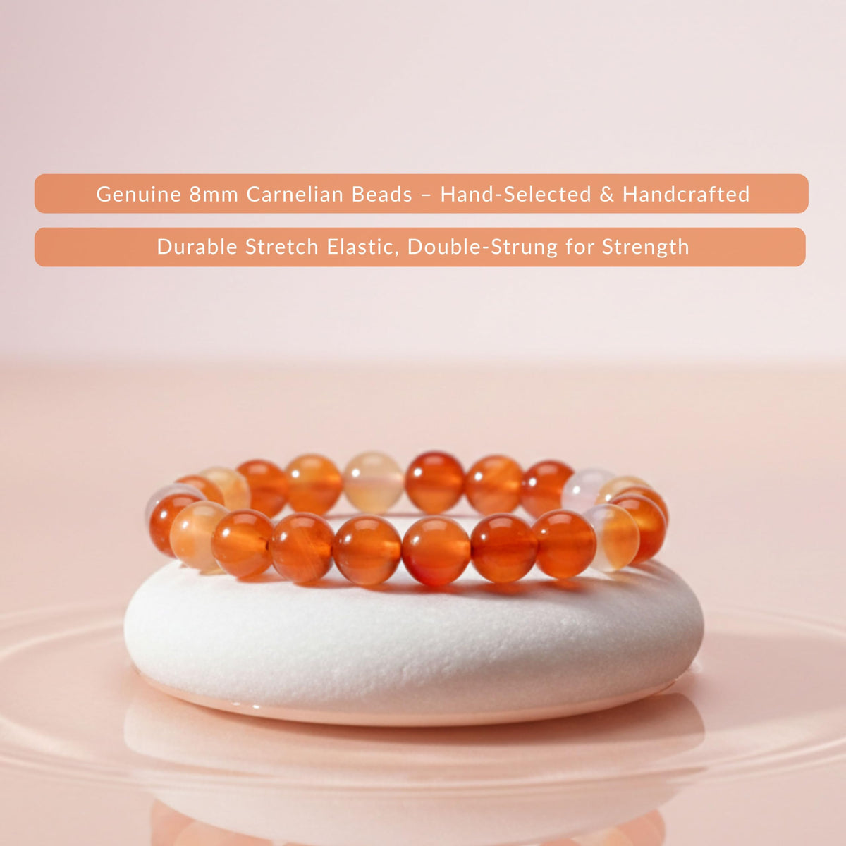 Carnelian Bracelet 8mm Beaded Bracelet (Carnelian / Medium)