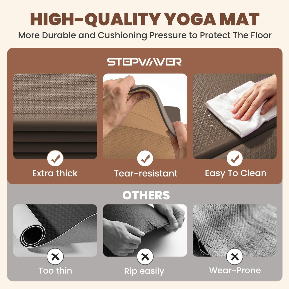 Foldable Yoga Mat (Brown)