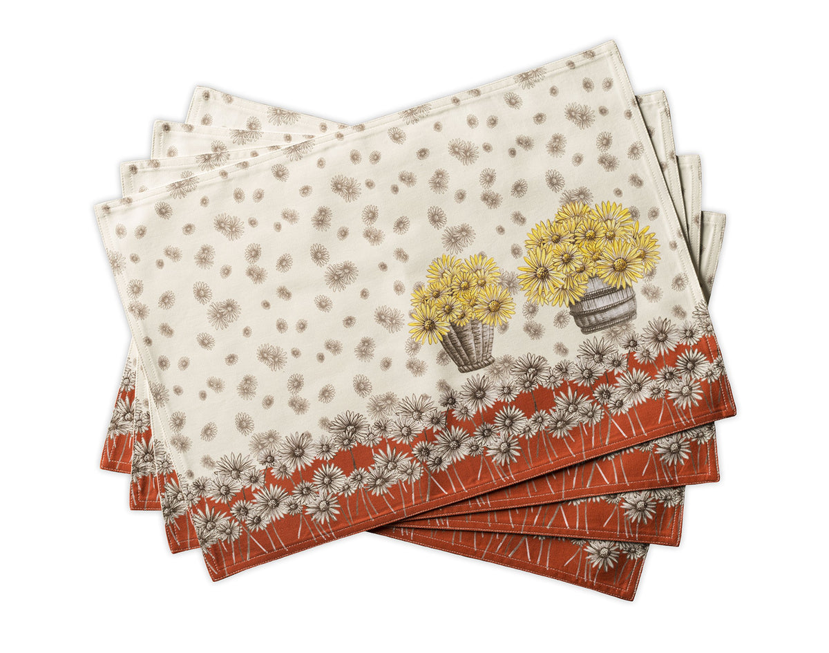 Placemats Set of 4 Reusable 100% Cotton (041 - Bagatelle / 13" X 19" (Pack of 4))