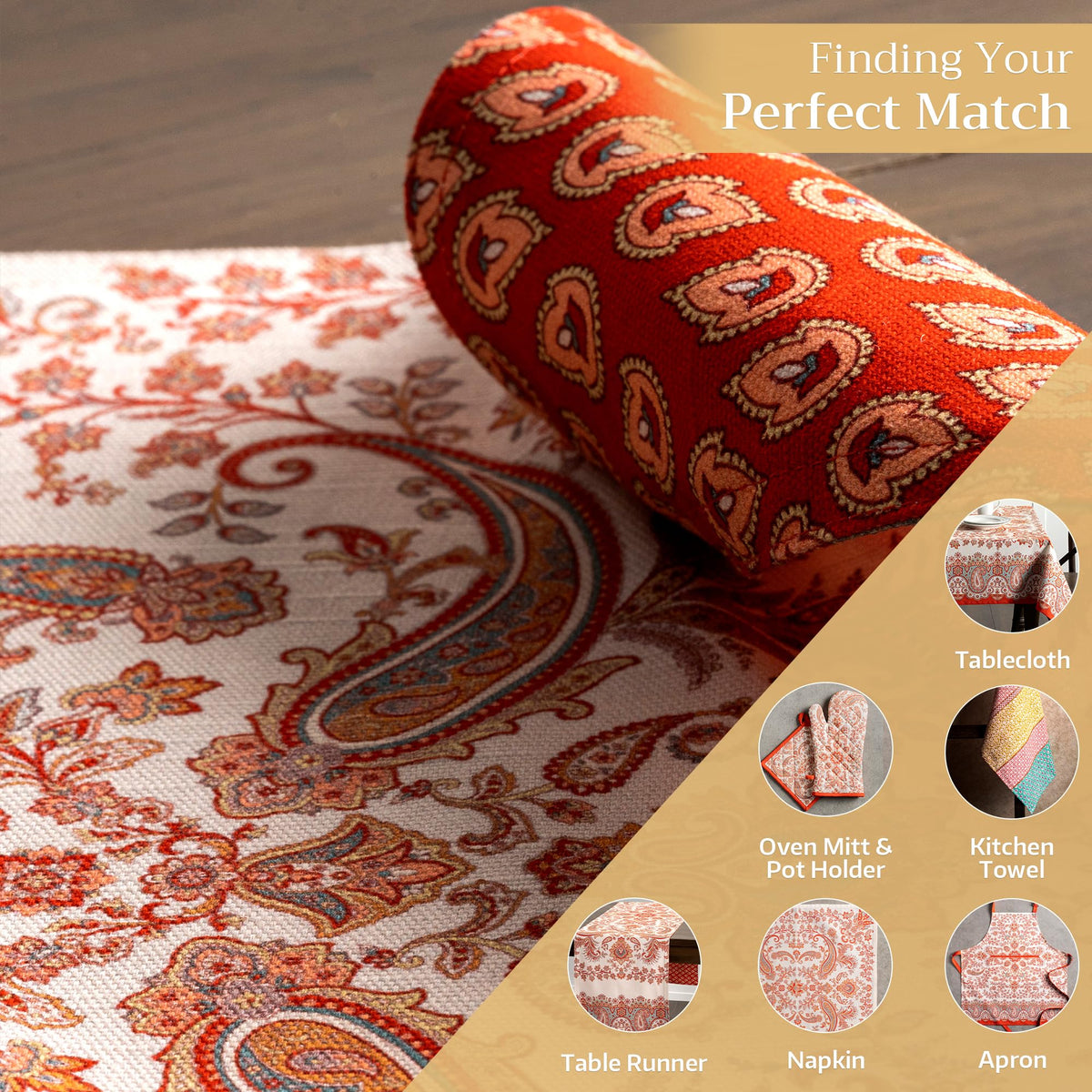 Placemats Set of 4 Reusable 100% Cotton (054 - Cachemire / 13" X 19" (Pack of 4))