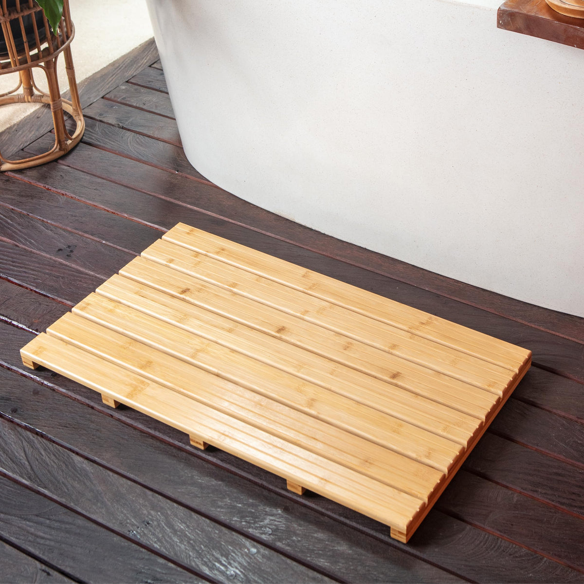 Large Natural Bamboo Bath Mat (Natural)