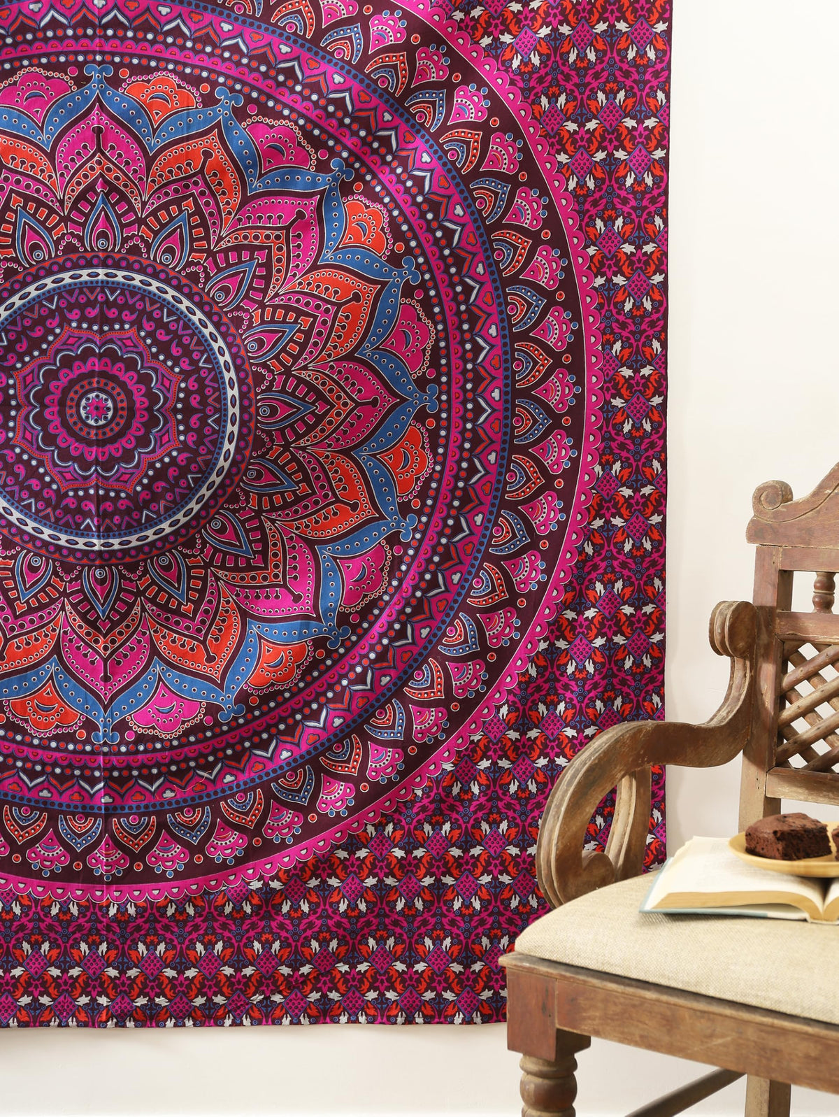 Mandala Hippie Psychedelic Ombre Tapestry Wall Hanging (60L" x 54W" / Purple Wine)