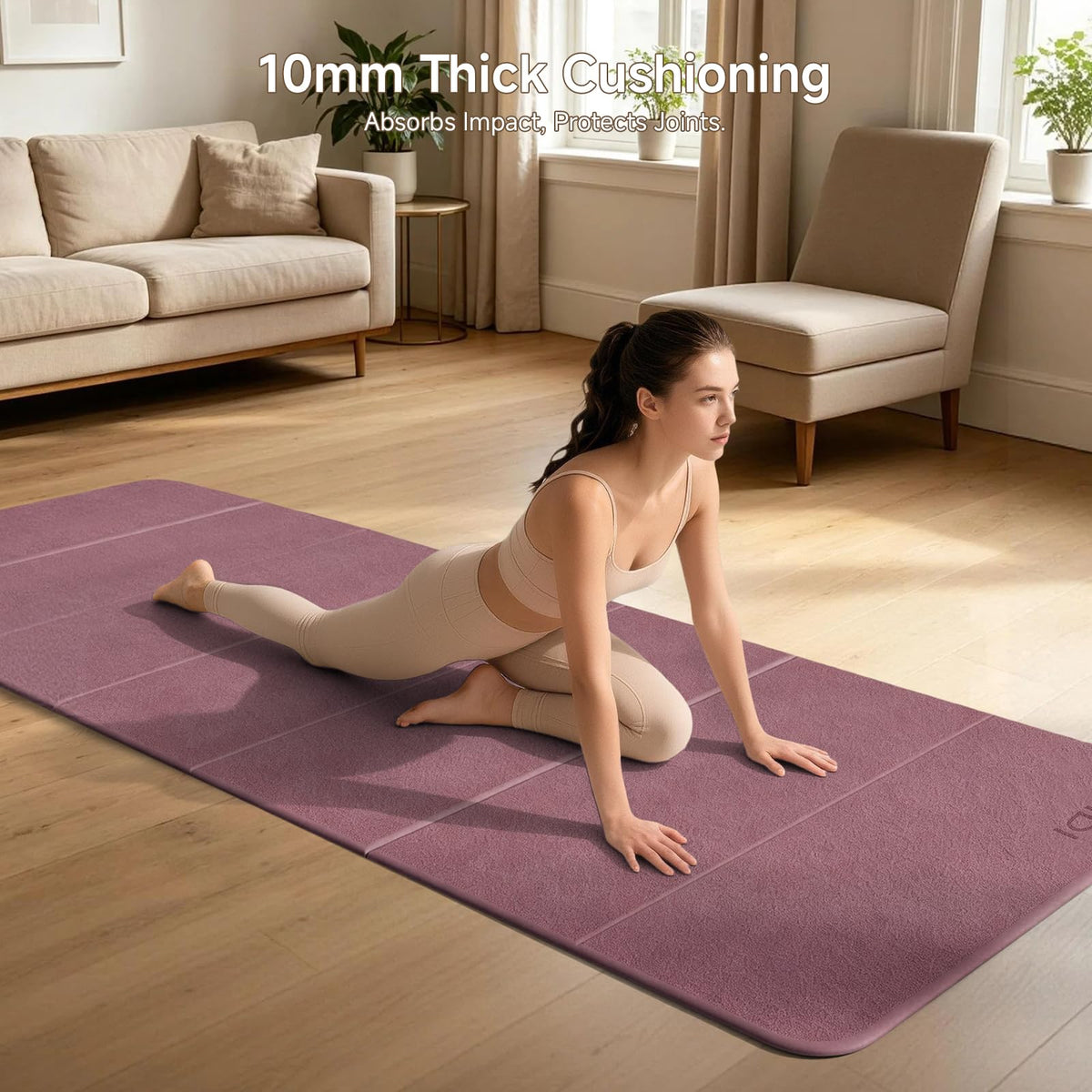 Foldable Yoga Mat 74.8"x26"x0.4" (Deep Pink)