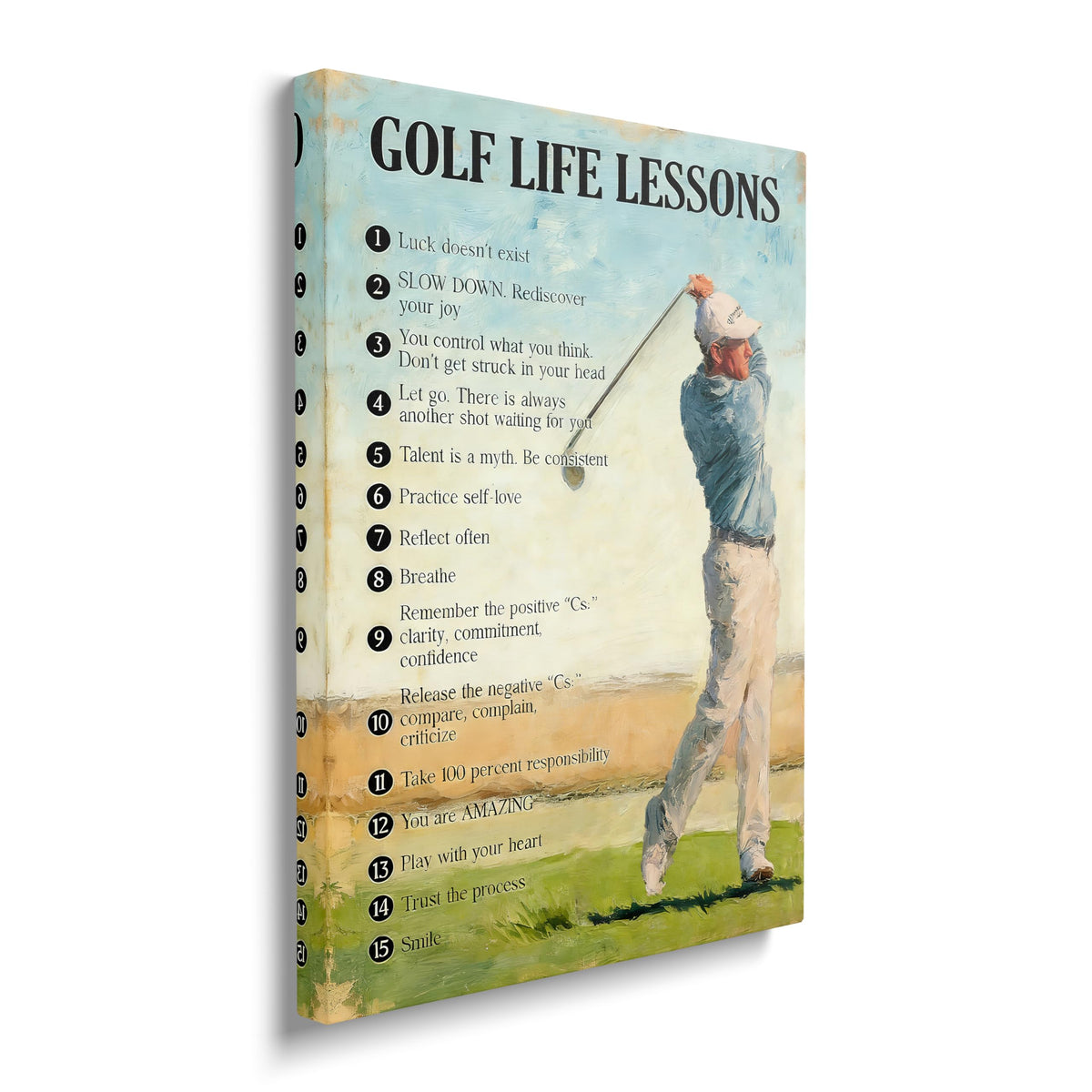 Golf Canvas Wall Art Inspirational Sports Painting Framed ArtWork 16"x24" (Golf / 24"L x 16"W)