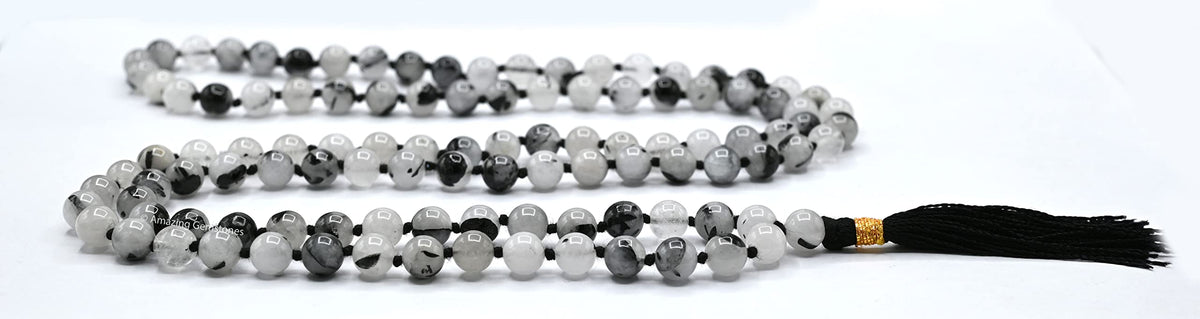Black Rutilated Quartz Mala Knotted (Black Rutilated Quartz / Knotted)