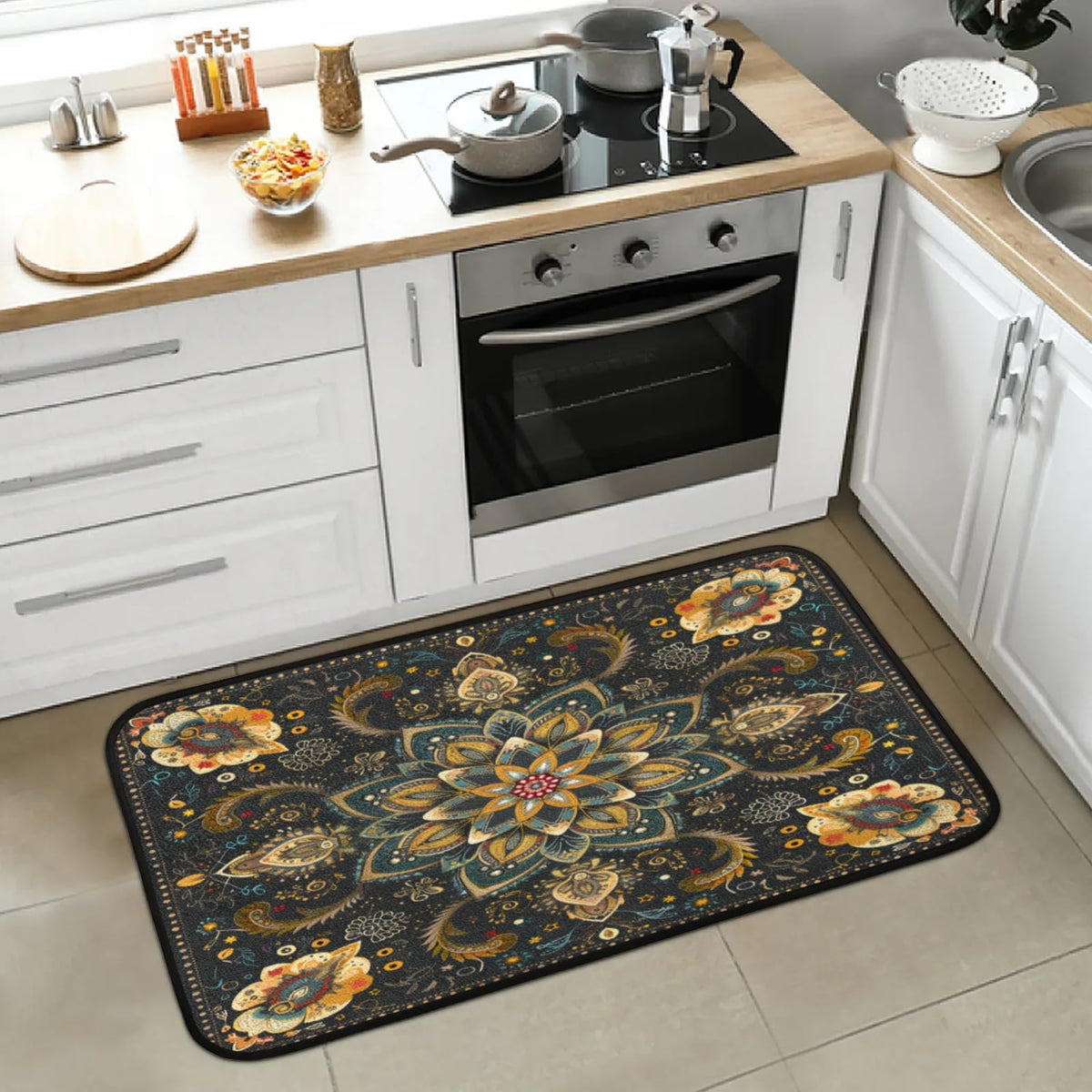 Mandala Kitchen Rugs Kitchen Mats Non Slip Floor Mat (A:color 5)