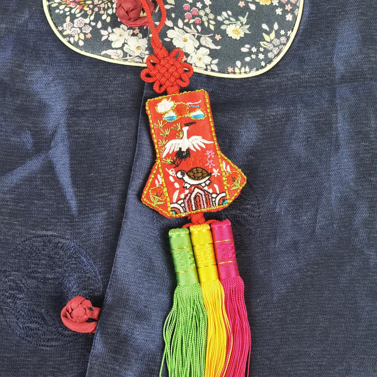 Korean Turtle & Crane Norigae (Hot Pink)