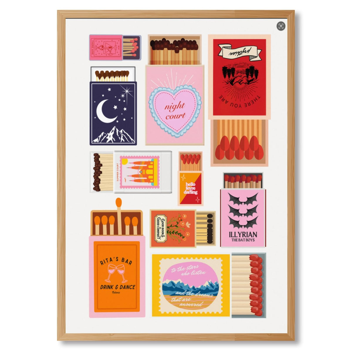 Framed Colorful Matchbox Canvas Wall Art Vintage Minimalist Matchbox Poster Painting Print Gift Retro Western Cowboy Cowgirl Modern Quirky Quote Artwork Aesthetic for Home Bar Decor 12x18inch (12"L x 18"W / Matchbox - Wood Frame)
