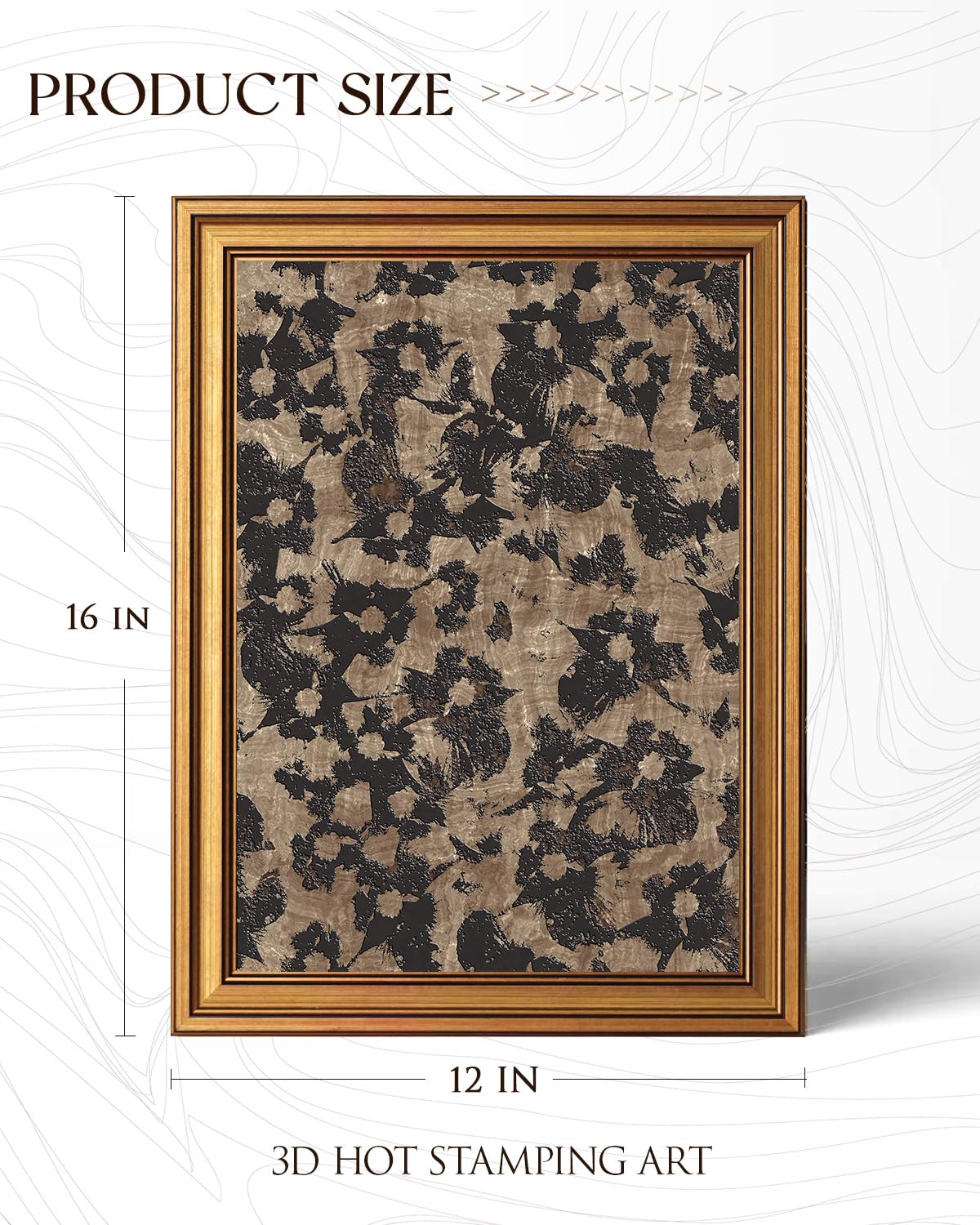 3D Textured Gold Framed Wall Art (Abstract Pattern / 16"L x 12"W)