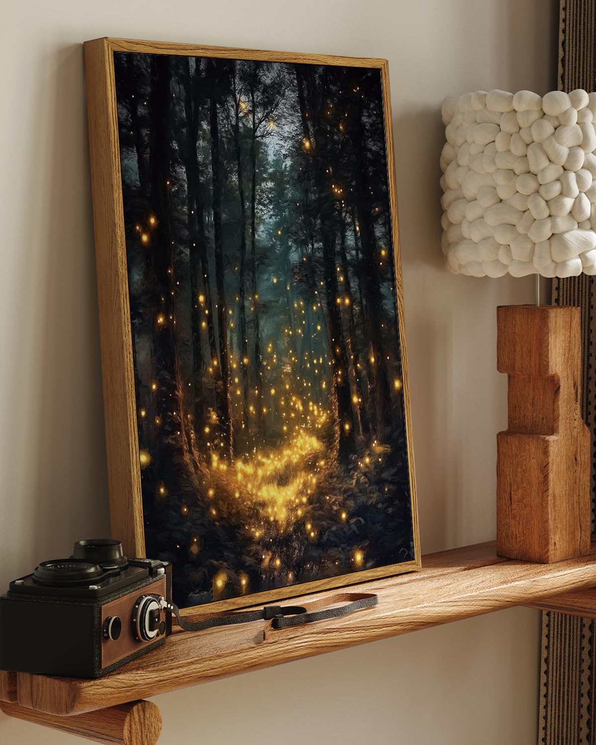 Fantasy Dark Forest 12x16 Framed Firefly Halloween Wall Art (Glowing Forest / 16"L x 12"W)