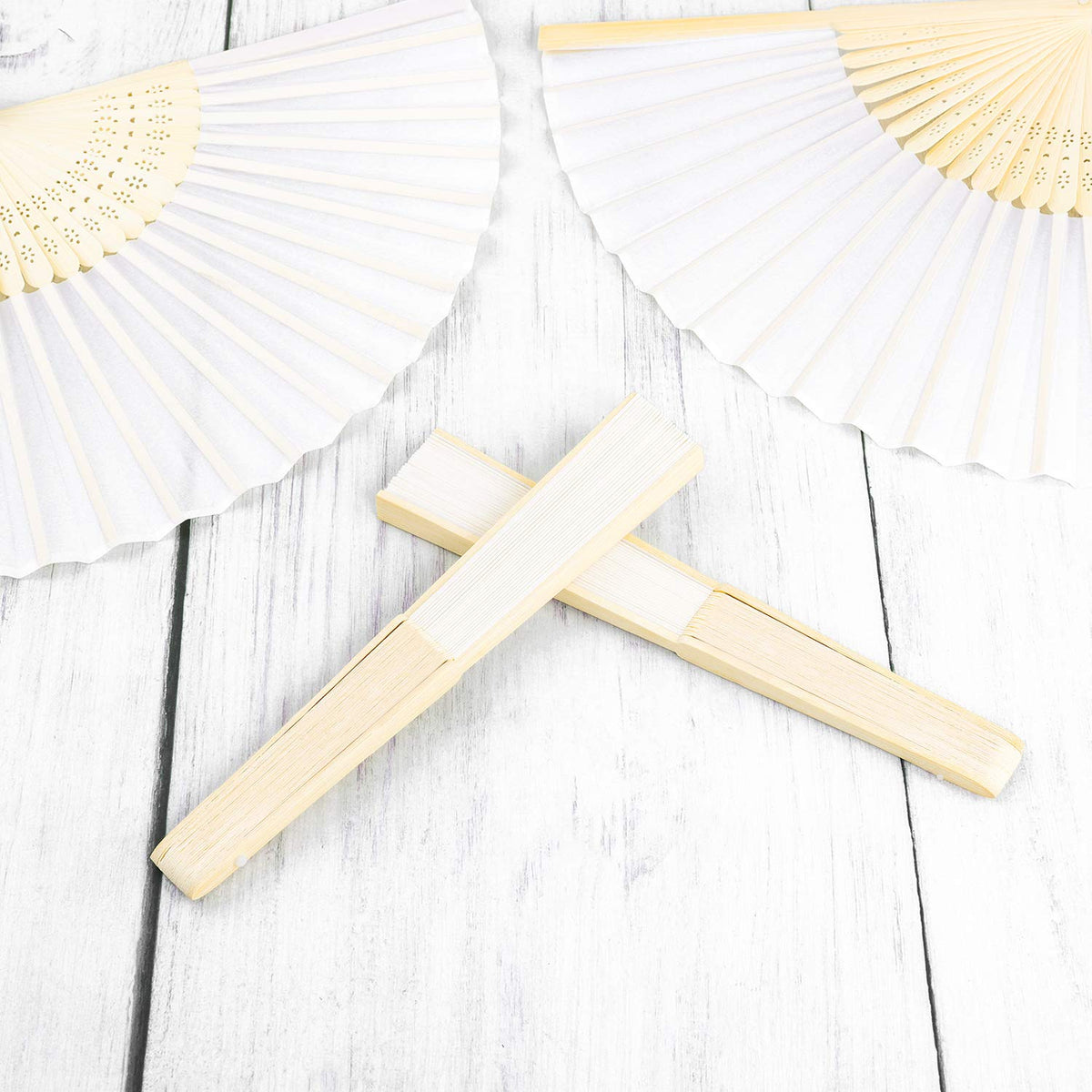 36 Pcs White Handheld Fans Silk Folding Fan (White)